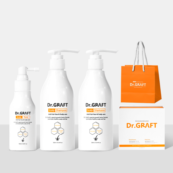  Dr.GRAFT SCALP GIFT SET - QUÀ TẶNG CHO NAM | 2 Dầu gội & Xịt dưỡng da đầu và giảm gãy rụng 
