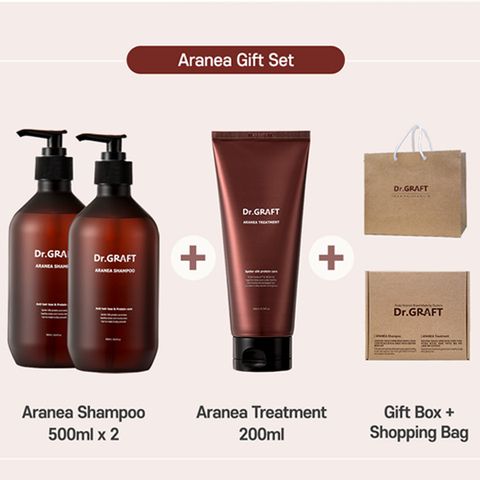  Dr.GRAFT ARANEA GIFT SET - QUÀ TẶNG CHO NỮ | 2 Dầu gội & 1 Mặt nạ tóc phục hồi hư tổn và giảm gãy rụng 