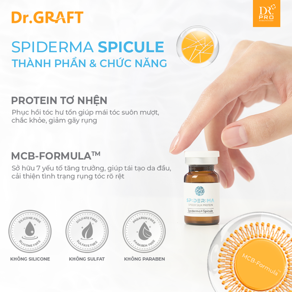  TINH CHẤT DƯỠNG ẨM DA ĐẦU | SPIDERMA SPICULE (Hộp 4 lọ x 5ml) 