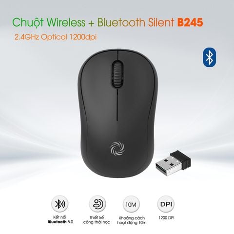  Chuột không dây Bluetooth 5.0 và Wireless 2.4G 