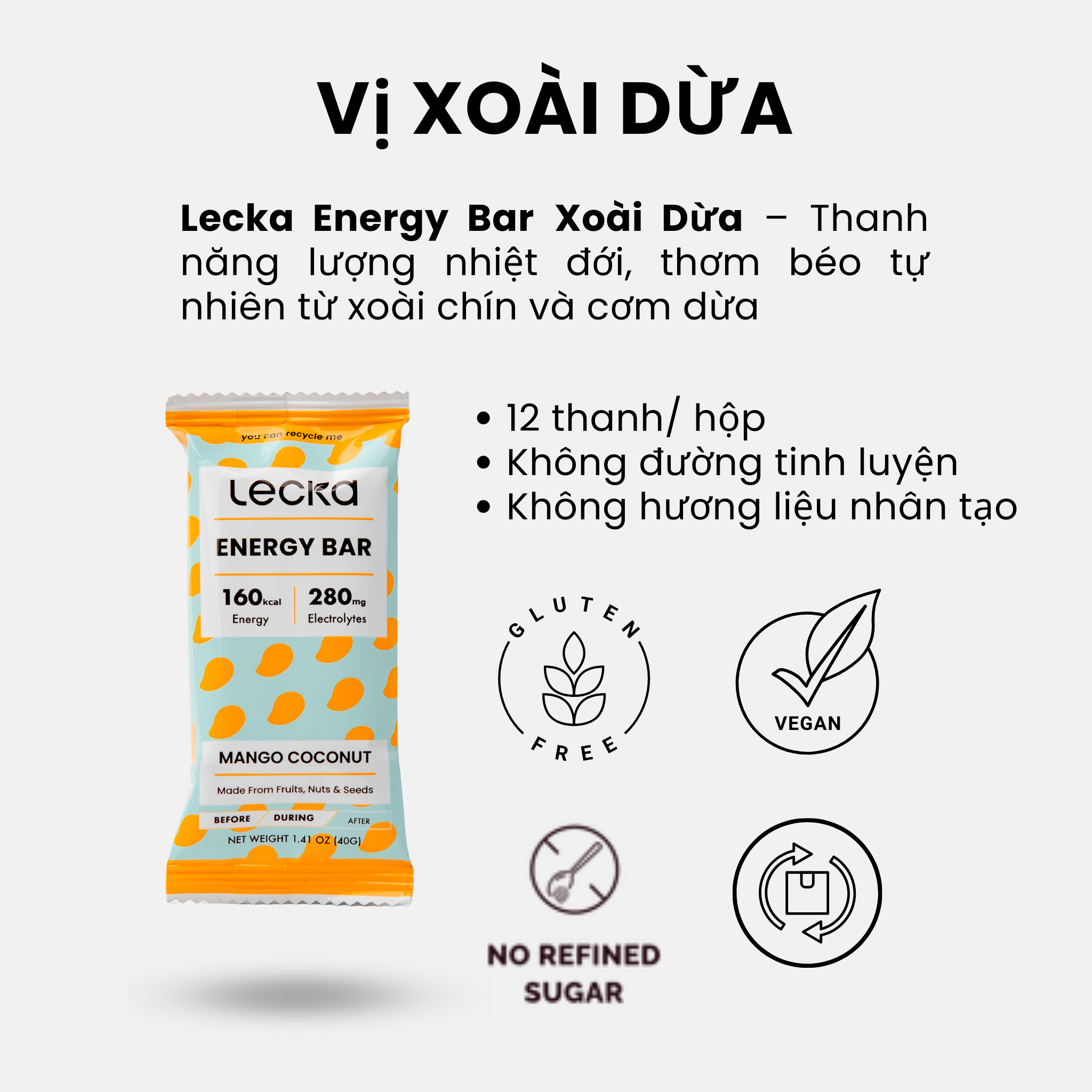  Energy Bar - Xoài Dừa - 12 thanh 
