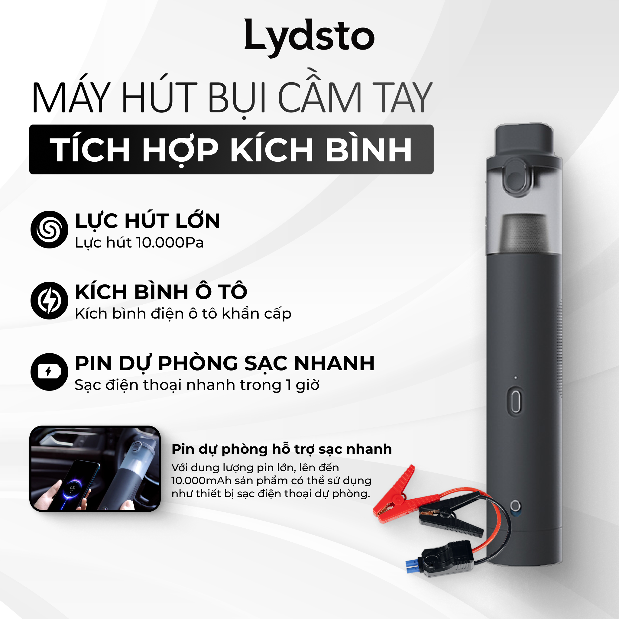 Máy hút bụi cầm tay Lydsto và kích bình khẩn cấp YM-XCYJDY02