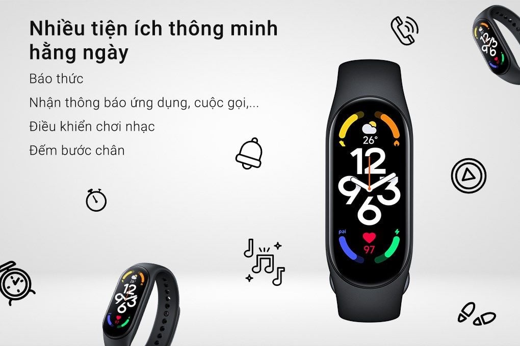 Vòng đeo tay thông minh Xiaomi Mi Band 7 | Màu đen | Chống nước 5 ATM | 180 mAh