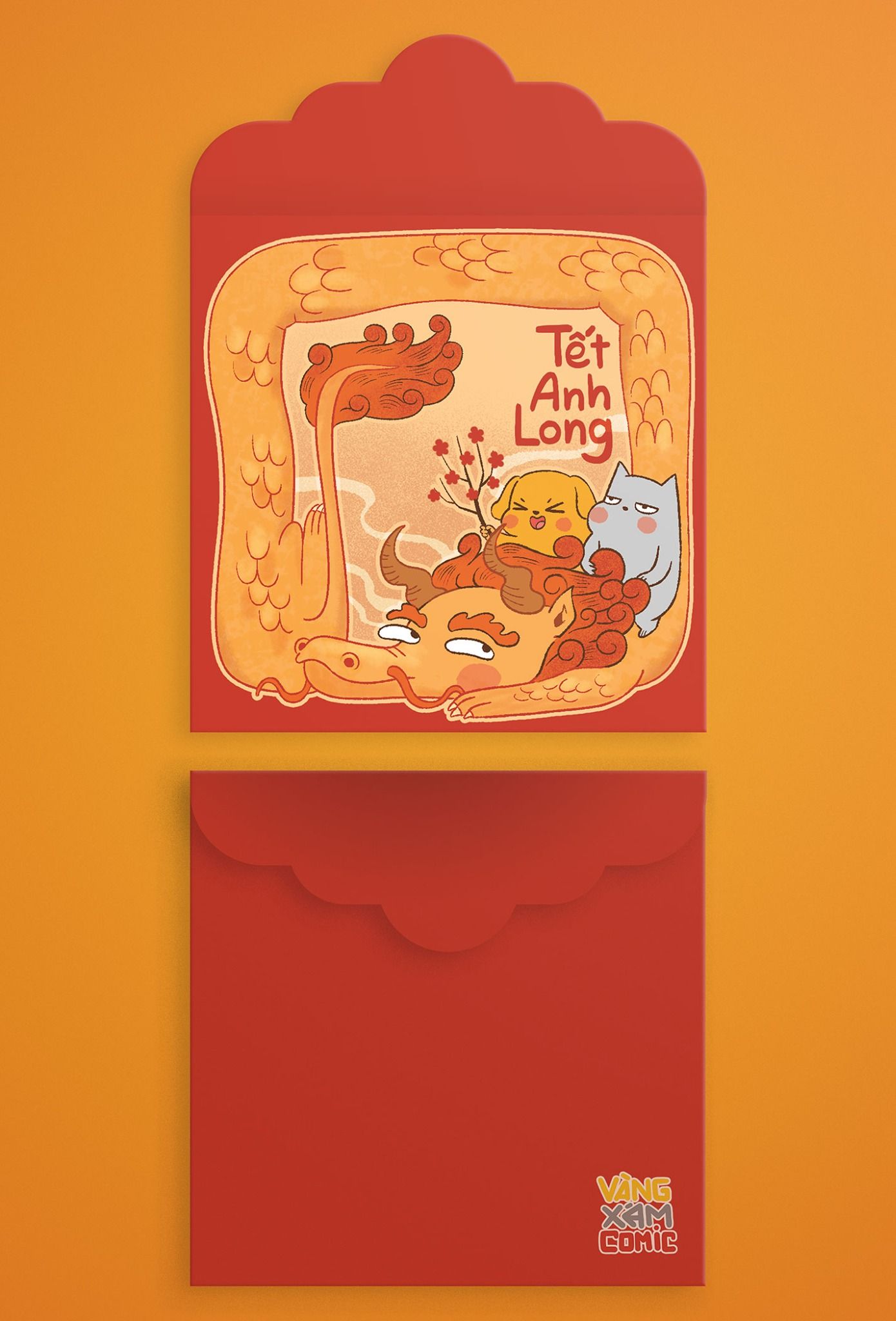  Set bao lì xì Vàng Xám RẤT LÀ TẾT (5 cái) 