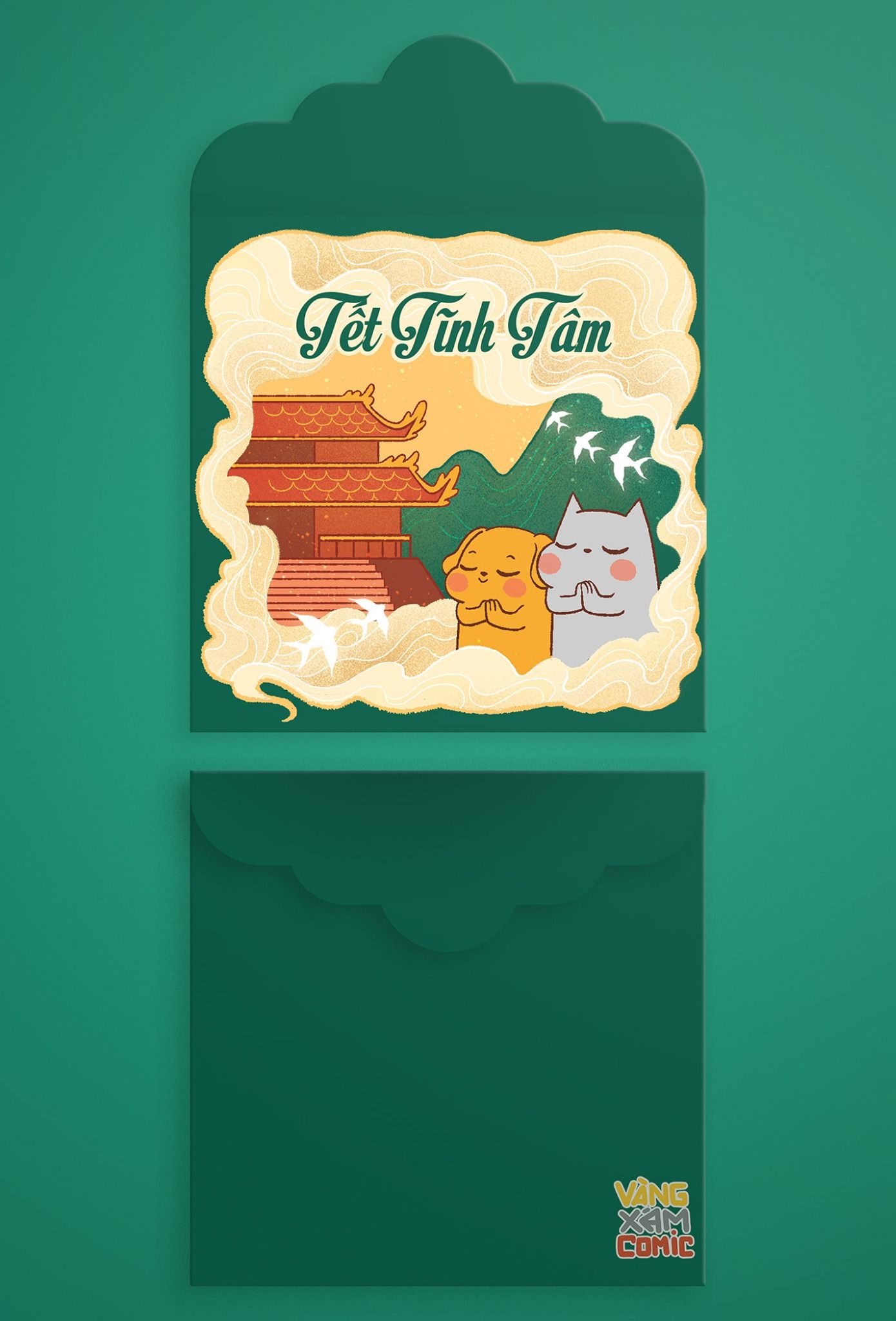  Set bao lì xì Vàng Xám RẤT LÀ TẾT (5 cái) 