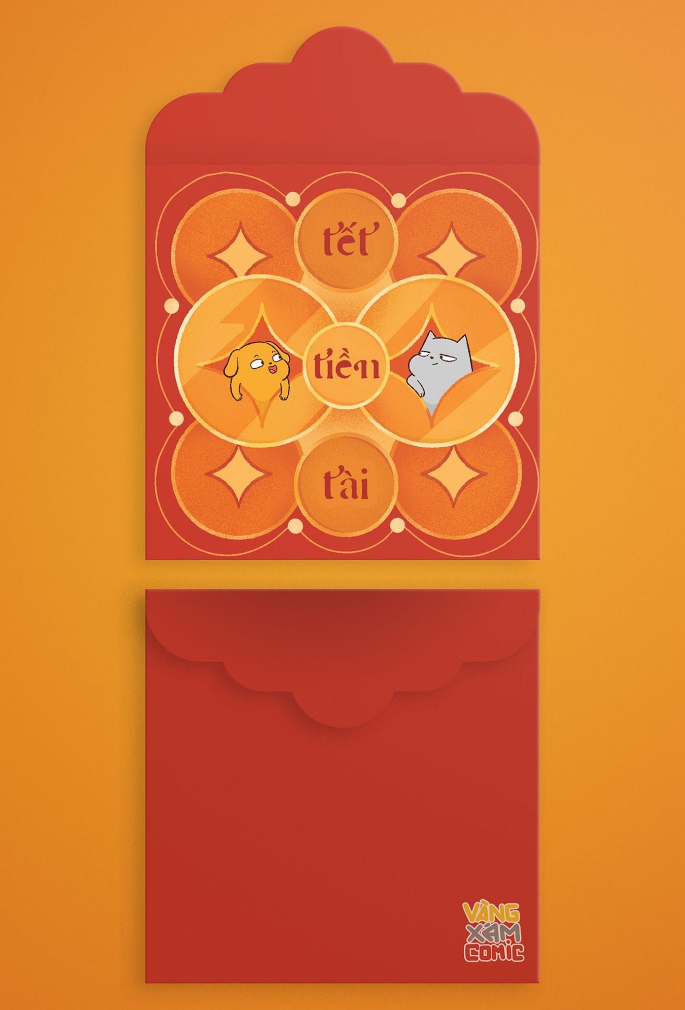  Set bao lì xì Vàng Xám RẤT LÀ TẾT (5 cái) 