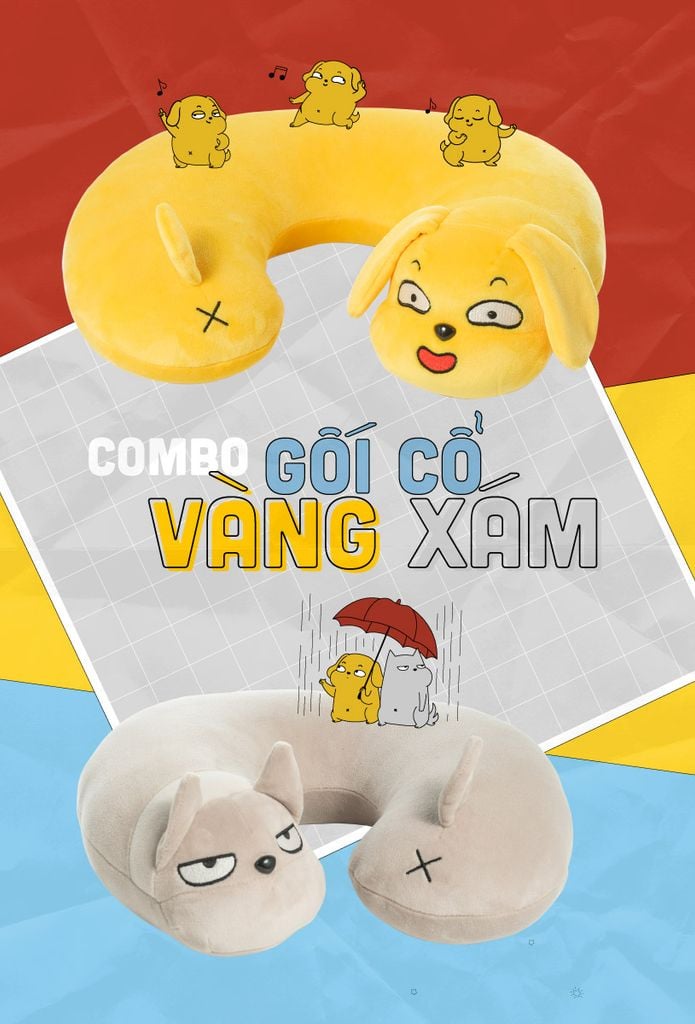  Combo 2 gối cổ Vàng và Xám 