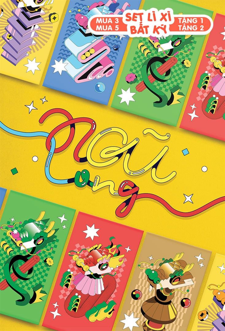  Set bao lì xì NGŨ LONG CÁ TÍNH (5 cái) 