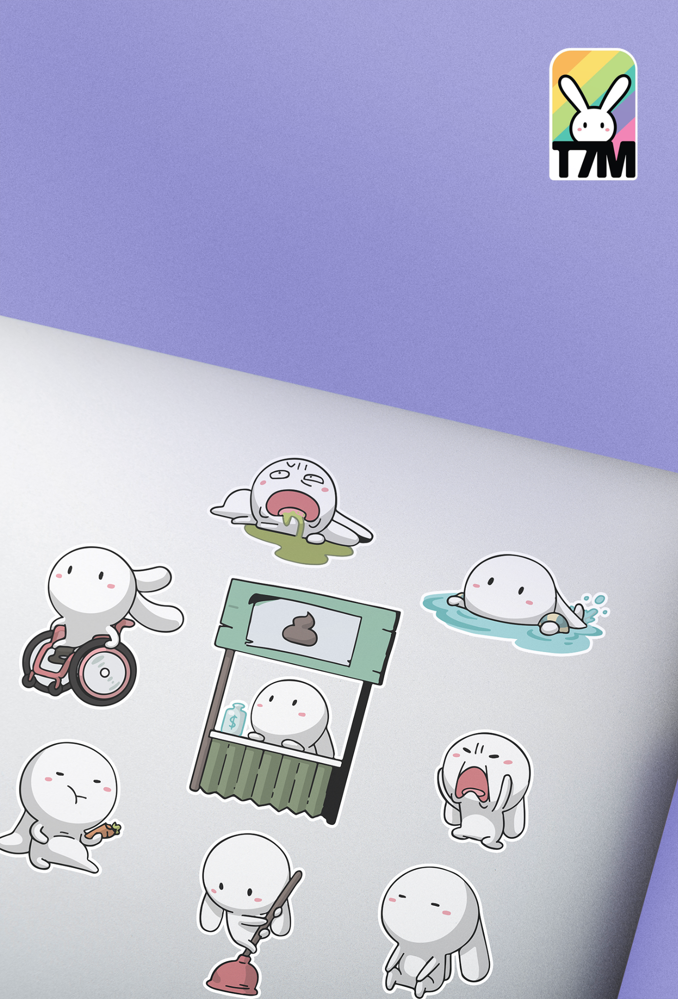  Sticker - Thỏ Bảy Màu 