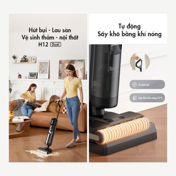 MÁY HÚT BỤI LAU SÀN KHÔ VÀ ƯỚT DREAME H12 DUAL – BẢN QUỐC TẾ – BH 24 THÁNG