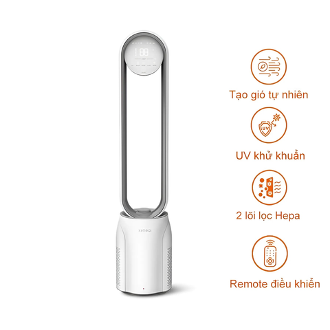 QUẠT KHÔNG CÁNH KIÊM LỌC KHÍ KEHEAL A4 PRO TIẾNG VIỆT – LÕI LỌC HEPA H13 TĂNG KHẢ NĂNG LỌC KHÍ, UV KHỬ KHUẨN, ION ÂM