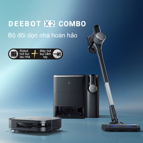ROBOT HÚT BỤI LAU NHÀ & MÁY HÚT BỤI CẦM TAY ECOVACS DEEBOT X2 COMBO – BẢN QUỐC TẾ