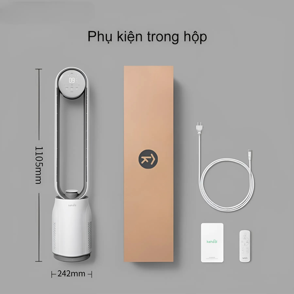QUẠT KHÔNG CÁNH KIÊM LỌC KHÍ KEHEAL A4 PRO TIẾNG VIỆT – LÕI LỌC HEPA H13 TĂNG KHẢ NĂNG LỌC KHÍ, UV KHỬ KHUẨN, ION ÂM