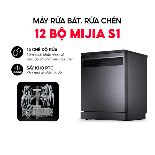 MÁY RỬA BÁT, RỬA CHÉN XIAOMI 12 BỘ MIJIA S1 – LÀM SẠCH NHANH, KHỬ TRÙNG 99,9%, CẢM BIẾN THÔNG MINH – BH 12 THÁNG