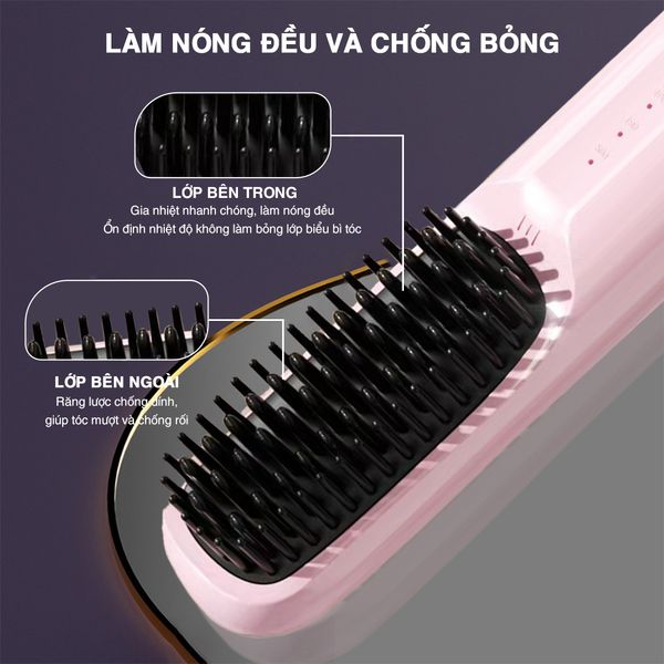 LƯỢC ĐIỆN TẠO KIỂU KHÔNG DÂY VIETNAMROBOVAC S7 - CHĂM SÓC TÓC SUÔN MƯỢT