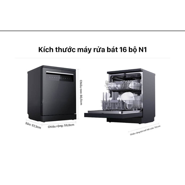 MÁY RỬA BÁT, RỬA CHÉN 16 BỘ XIAOMI MIJIA N1 SMART DISHWASHER – KHỬ TRÙNG ĐA NĂNG, DIỆN TÍCH LỚN – BH 12 THÁNG