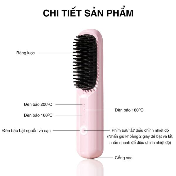 LƯỢC ĐIỆN TẠO KIỂU KHÔNG DÂY VIETNAMROBOVAC S7 - CHĂM SÓC TÓC SUÔN MƯỢT