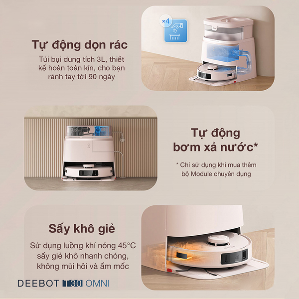 ROBOT HÚT BỤI LAU NHÀ ECOVACS DEEBOT T30 OMNI – BẢN QUỐC TẾ