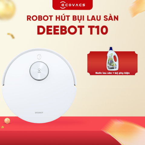 ROBOT HÚT BỤI LAU NHÀ ECOVACS DEEBOT T10 - DBX33 TRẮNG - BẢN QUỐC TẾ