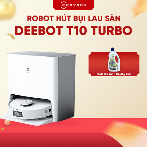 ROBOT HÚT BỤI LAU NHÀ ECOVACS DEEBOT T10 TURBO – ROBOT TỰ ĐỘNG GIẶT GIẺ LAU