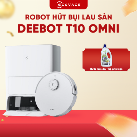 ROBOT HÚT BỤI LAU NHÀ THÔNG MINH ECOVACS DEEBOT T10 OMNI - TỰ ĐỘNG GIẶT GIẺ & ĐỔ RÁC