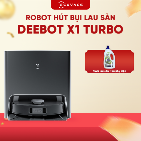 ROBOT HÚT BỤI LAU NHÀ ECOVACS DEEBOT X1 TURBO – XÁM/ĐEN – BẢN QUỐC TẾ
