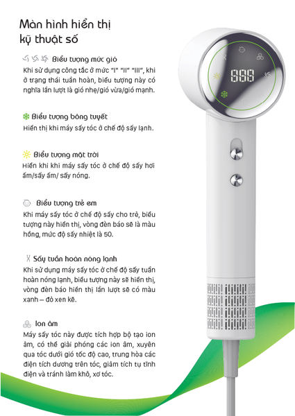 MÁY SẤY TÓC VIETNAMROBOVAC DIGITAL HIGH - SPEED HS01- BH 12 THÁNG