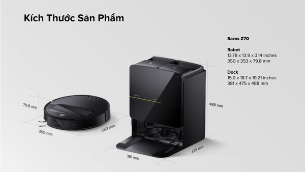 ROBOT HÚT BỤI LAU NHÀ ROBOROCK SAROS Z70 – BẢN QUỐC TẾ