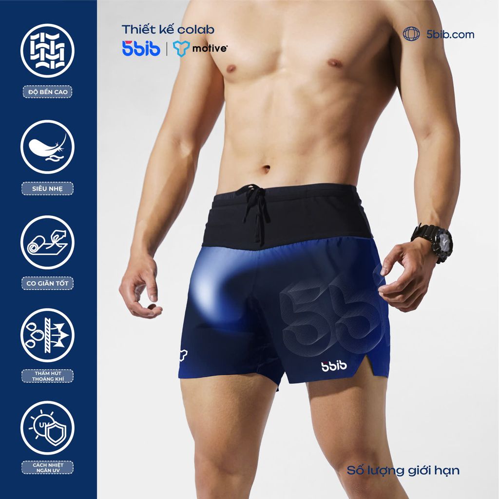 [5BIB x MOTIVE COLLECTION] Quần Short Thể Thao Chạy Bộ Nam Đa Năng MOTIVE MEN SHORT BELT