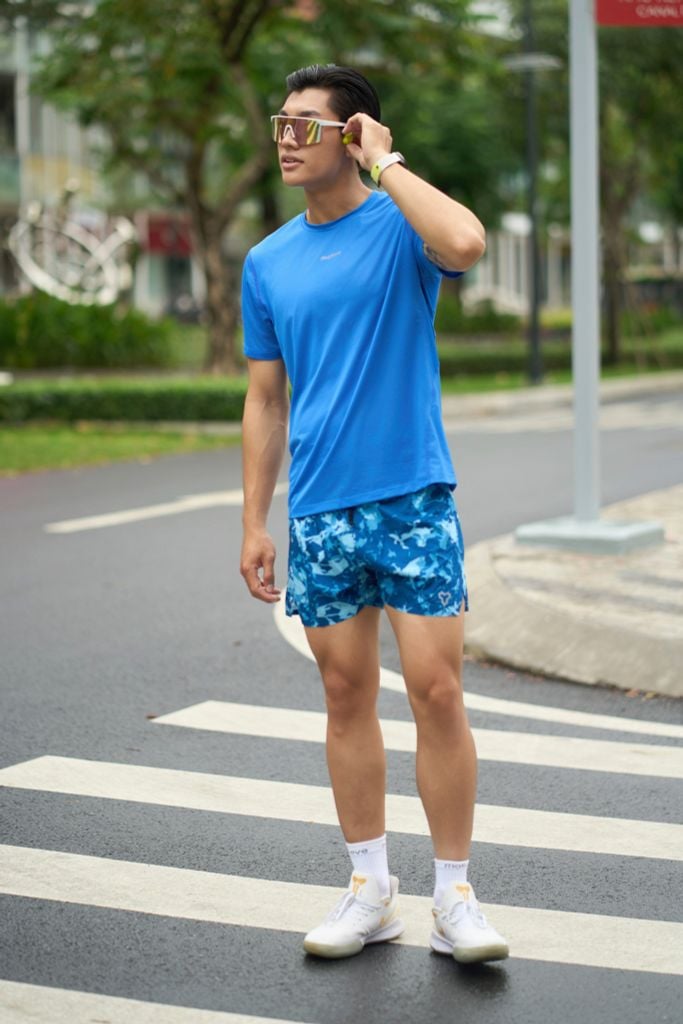 Áo Thun Thể Thao Chạy Bộ Nam MOTIVE Men Mix Color T-Shirt - Màu Xanh Dương Nhạt