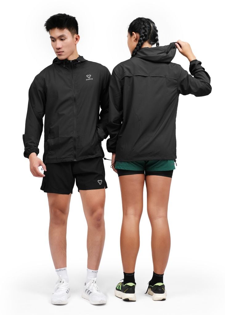 Áo Khoác Thể Thao UNISEX MOTIVE JACKET Supper Light - Màu Đen