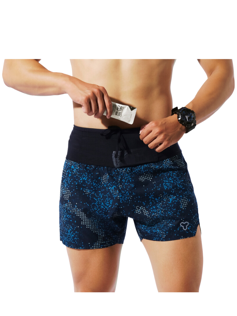 Quần Short Thể Thao Chạy Bộ Nam Đa Năng MOTIVE MEN SHORT BELT - Màu Đen/Xanh họa tiết