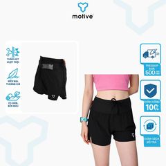 Quần Short Thể Thao Chạy Bộ Nữ Đa Năng MOTIVE WOMAN SHORT BELT -Màu Đen
