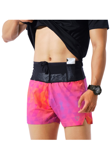 Quần Short Thể Thao Chạy Bộ Nam Đa Năng MOTIVE MEN SHORT BELT - Màu Hồng/ Cam hoạ tiết