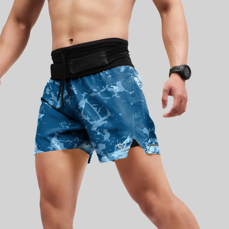 Quần Short Thể Thao Chạy Bộ Nam Đa Năng MOTIVE MEN SHORT BELT - Màu Xanh (hoạ tiết)