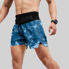 Quần Short Thể Thao Chạy Bộ Nam Đa Năng MOTIVE MEN SHORT BELT - Màu Xanh Họa Tiết (Chưa Bao Gồm Lót Trong)