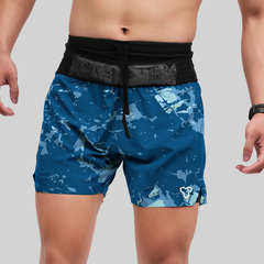 Quần Short Thể Thao Chạy Bộ Nam Đa Năng MOTIVE MEN SHORT BELT - Màu Xanh Họa Tiết (Chưa Bao Gồm Lót Trong)