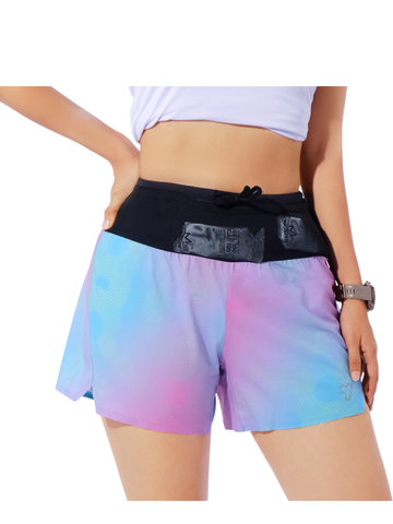 Quần Short Thể Thao Chạy Bộ Nữ Đa Năng MOTIVE WOMAN SHORT BELT - Màu Tím/ Xanh hoạ tiết