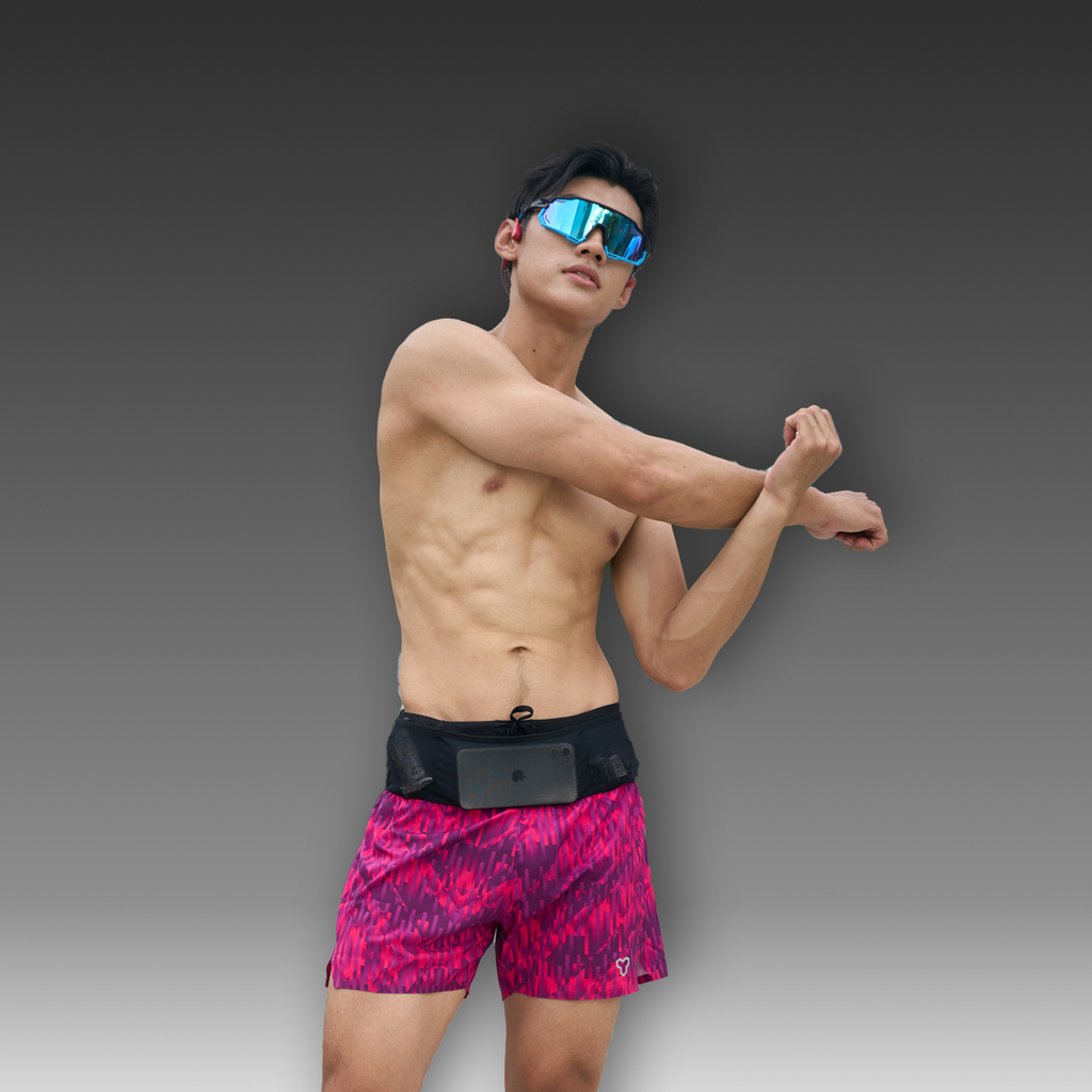 Quần Short Thể Thao Chạy Bộ Nam Đa Năng MOTIVE MEN SHORT BELT - Họa Tiết Tím Hồng