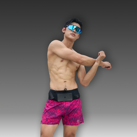 Quần Short Thể Thao Chạy Bộ Nam Đa Năng MOTIVE MEN SHORT BELT - Họa Tiết Tím Hồng
