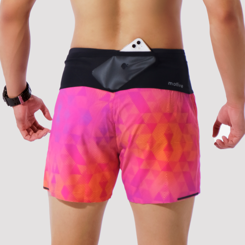 Quần Short Thể Thao Chạy Bộ Nam Đa Năng MOTIVE MEN SHORT BELT - Màu Hồng/ Cam hoạ tiết