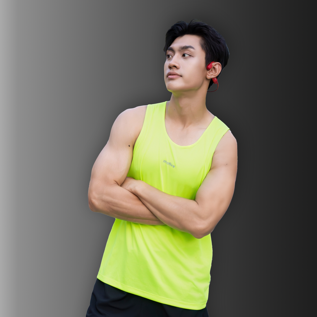 Áo Thun Thể Thao Chạy Bộ Nam MOTIVE Men Simple Color Singlet - Màu Xanh Neon