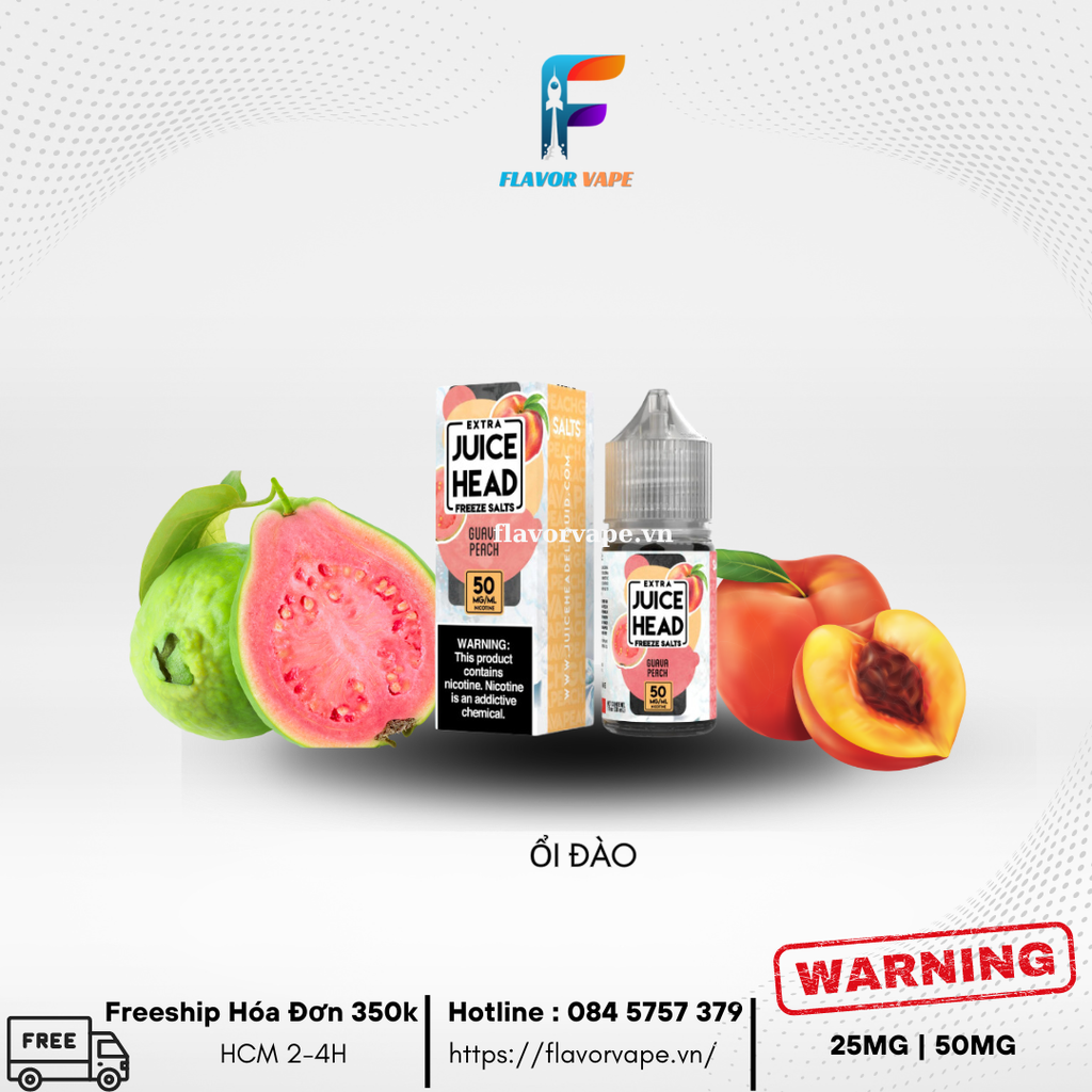 Tinh dầu Juice Head Guava Peach Extra Salt Nic 25MG50MG ổi đào lạnh