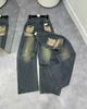  (9568) Quần jeans ống suông rách túi thêu MIUMIU - H432 ( eo S<66, M<70, L<74) 