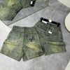 (777) Quần short cạp cao thêu nơ túi sau - H430 ( eo S<66, M<70, L<74)