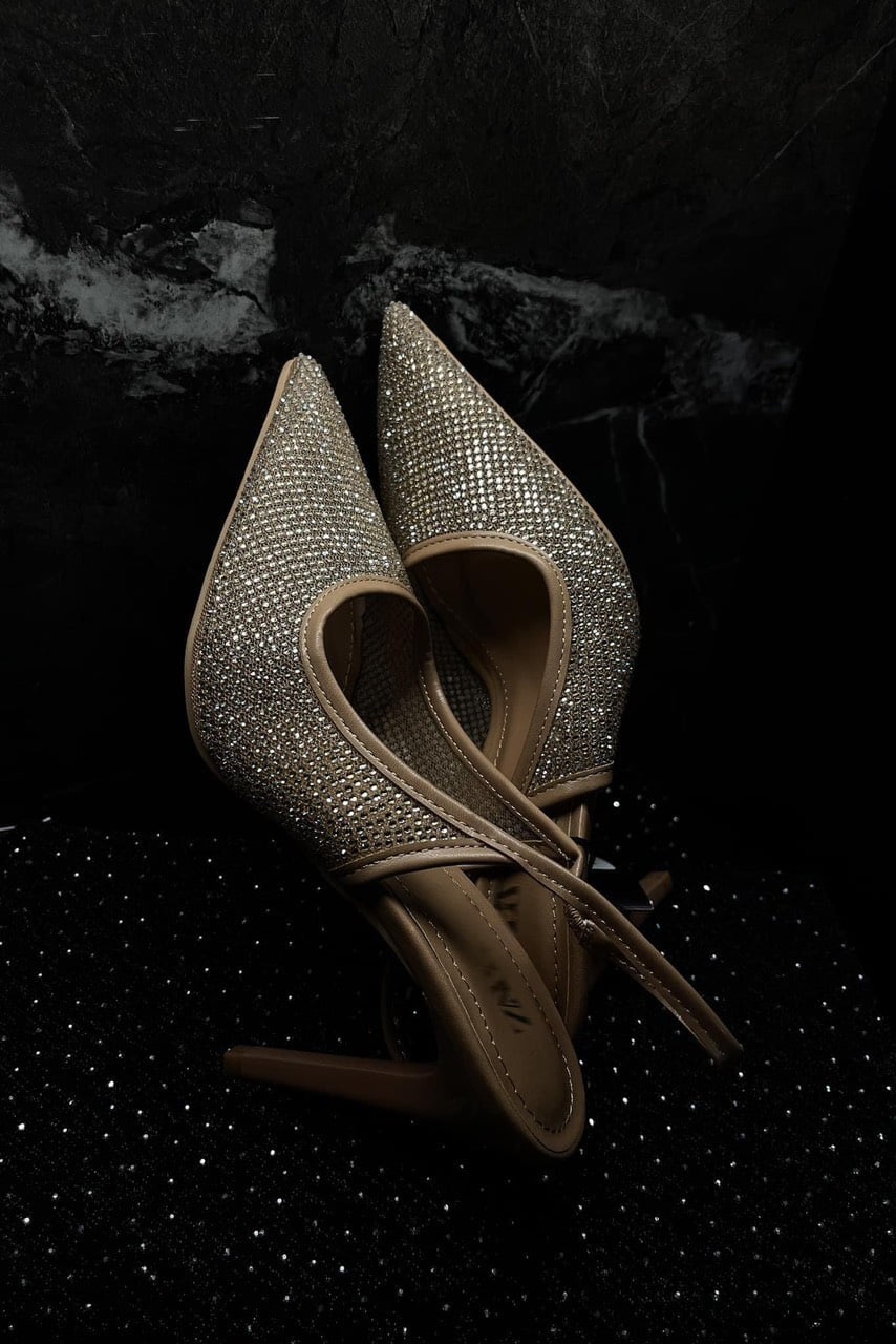  Gìay cao gót mũi nhọn đính đá cao cấp full box ZARA - R01 