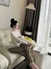 Set áo tay dài mix quần suông kẻ sọc - R09