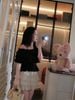 Áo tơ bèo tầng mặc 2 kiểu trễ vai , lệch vai siêu xinh - ĐEN - T519