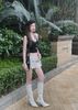 Áo croptop cổ yếm viền đính ngọc phối nút đá - ĐEN - H487 ( CÓ MÚT NGỰC )