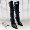 Boot cổ cao mũi nhọn kiểu nhún sang chảnh - ĐEN - H306
